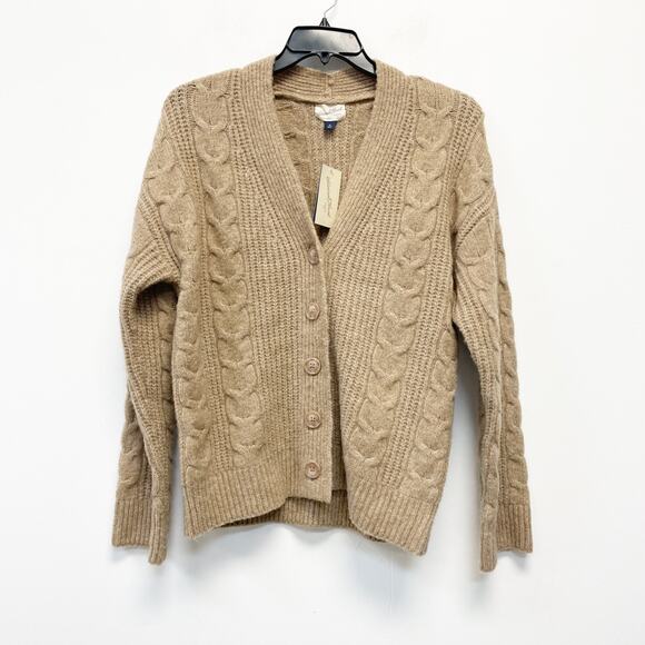 Universal Thread Women's Cozy Knit Cable Stitch Cardigan Brown Size XS - Picture 2 of 6